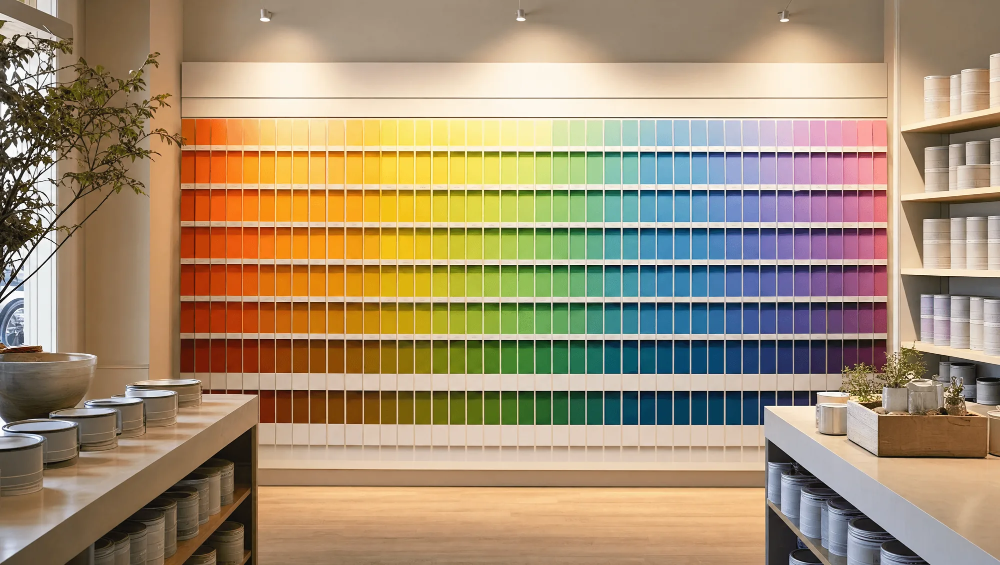 Interior de Colorama con paleta de colores